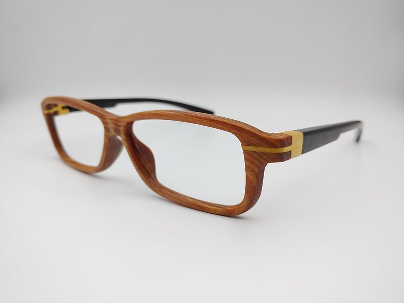 精緻手工木製眼鏡 原木眼鏡 台灣手工製造/贈送檜木手機平板架 - 眼鏡/眼鏡框 - 木頭 卡其色