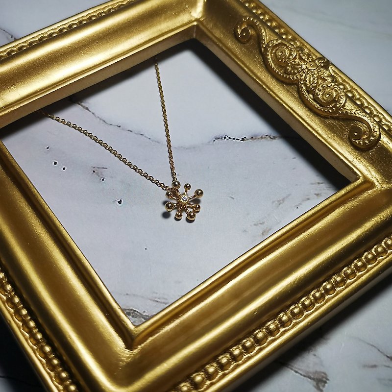 14k黃金 鑽石 蒲公英 金工設計 項鍊 - 項鍊 - 鑽石 白色