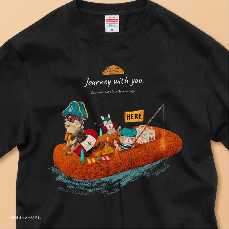 Journey with you./コットンTシャツ - 女 T 恤 - 棉．麻 白色