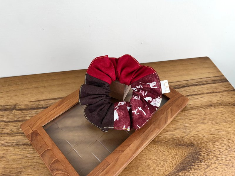 Three-piece Lotus Leaf Hair Tie/Donut/The Scarlet Letter Book - เครื่องประดับผม - ผ้าฝ้าย/ผ้าลินิน สีแดง