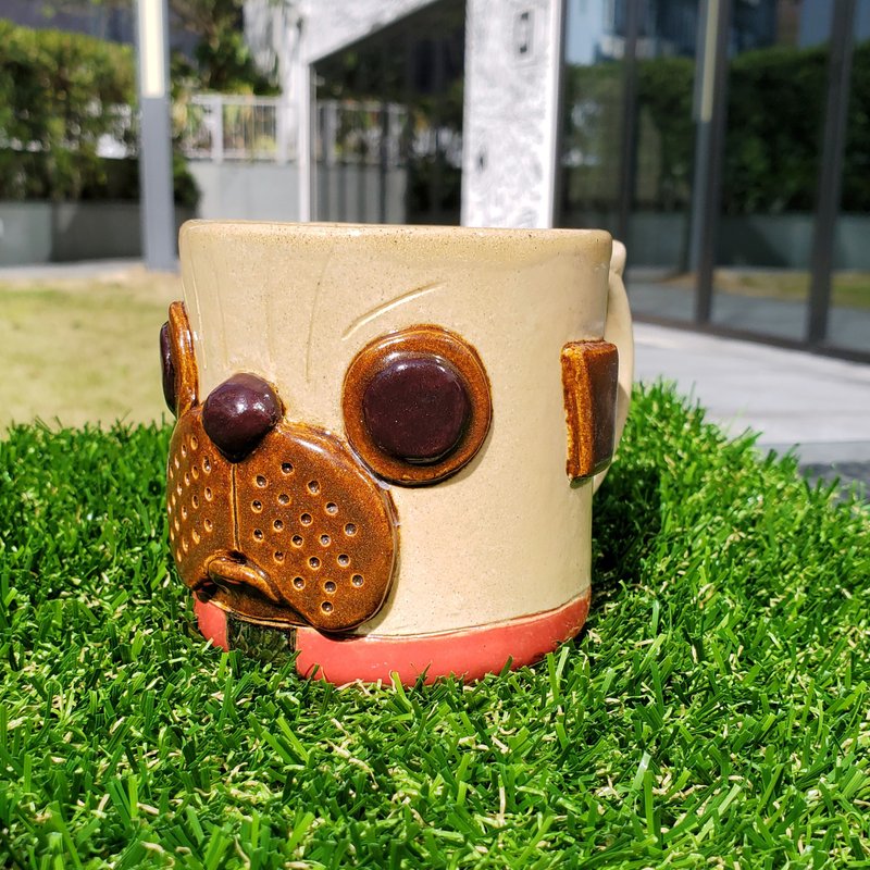 巴哥犬陶藝杯 - 咖啡杯/馬克杯 - 陶 咖啡色