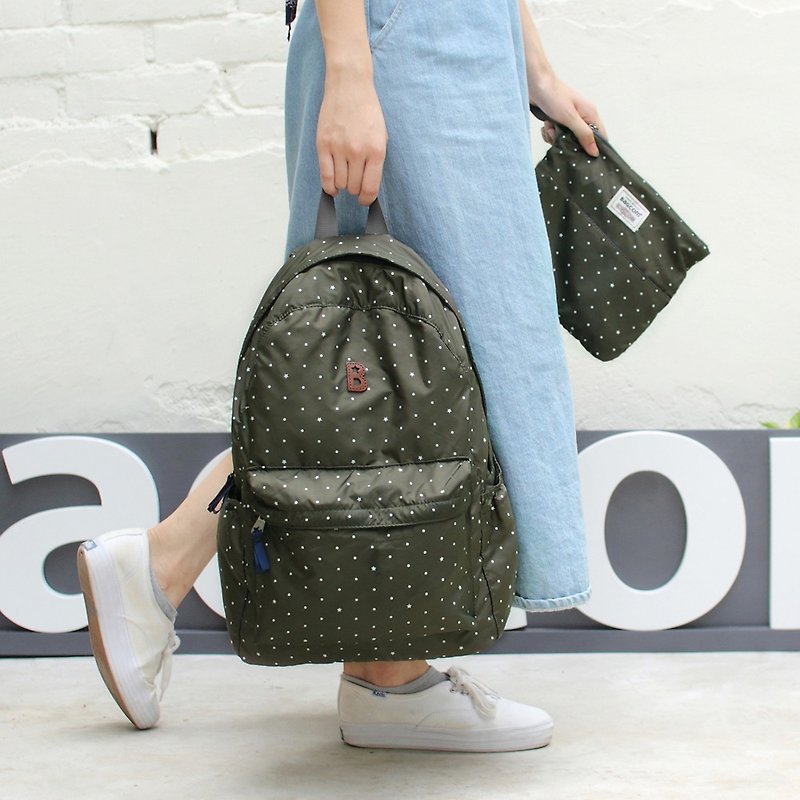 Mildred 2 in 1 Backpack(A4 OK)-Army _105416 - กระเป๋าเป้สะพายหลัง - วัสดุอื่นๆ สีเขียว