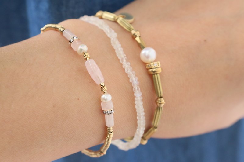 <☞ HAND IN HAND ☜> pink crystal - your wish bracelet (0942) - Bracelets - Gemstone 