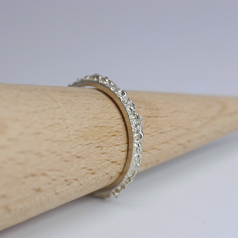 結晶 - 925純銀手工戒指 尾戒 開口活動式可調節尺寸 - 戒指 - 純銀 銀色