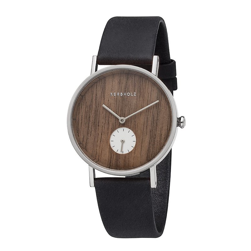 KERBHOLZ-原木手錶-FRIDA-核桃木-銀(35mm) - 女裝錶 - 其他材質 咖啡色
