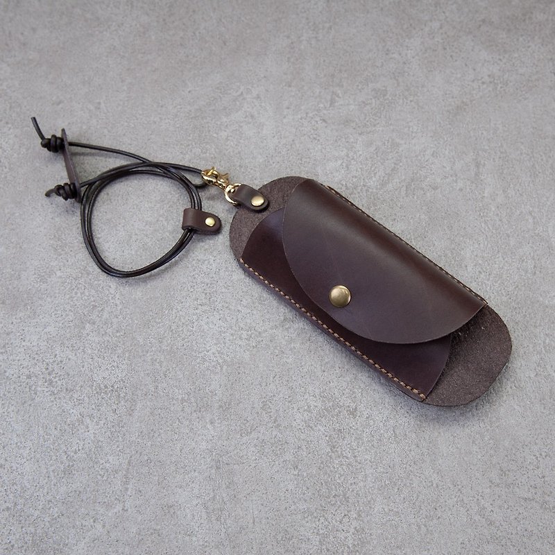 Glasses hanging neck genuine leather case sunglasses glasses box hanging decoration top layer cowhide glasses chain leather hanger - Sunglasses - Genuine Leather Multicolor