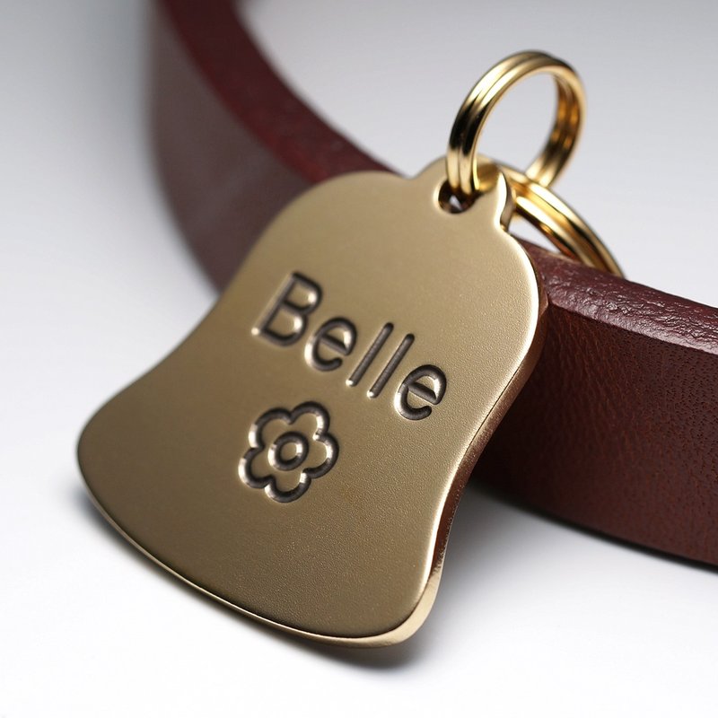 Bell Dog Tag, Brass Dog Tag, Personalized Pet ID Tags, Engraved Name tag - Other - Copper & Brass Gold