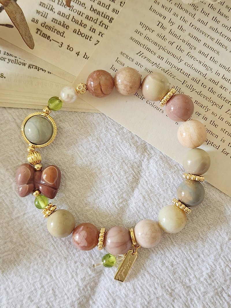 Bow Alxa/Alxa/ Stone/Pearl/Moonstone Balanced Natural Stone Bracelet - Bracelets - Gemstone Multicolor