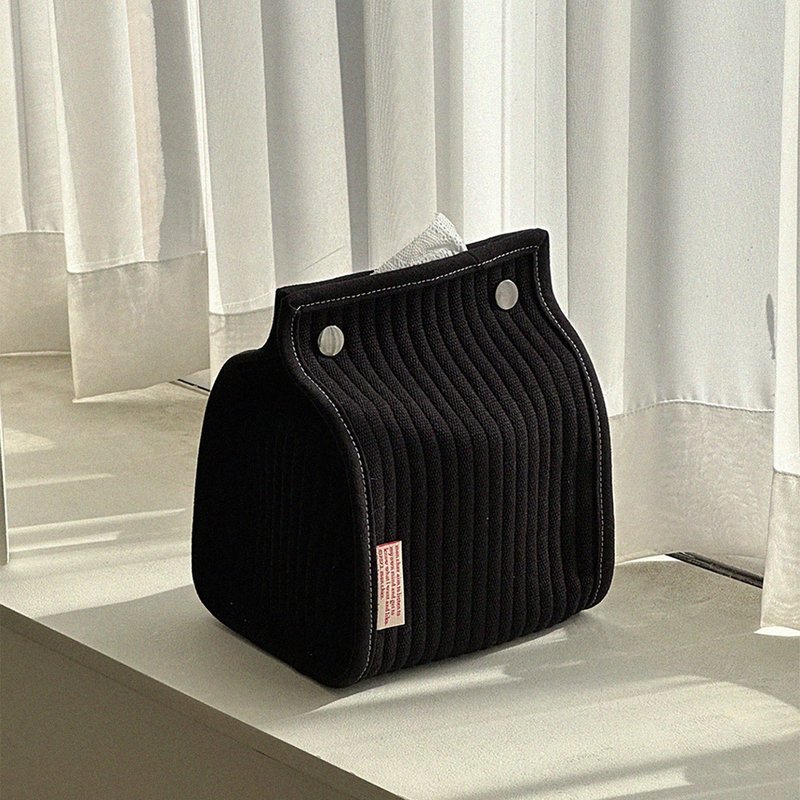 Bath roll tissue cover case _ Black - 紙巾盒/紙巾套 - 棉．麻 黑色