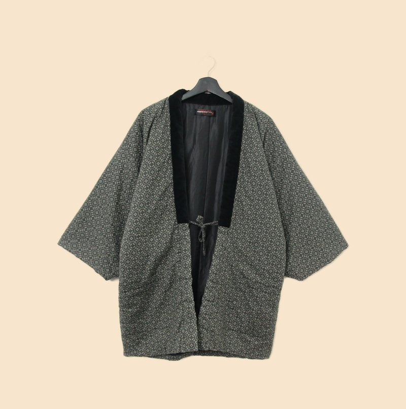 Back to Green-日本帶回袢天-02深橄欖色 滿版圖騰 /vintage - 睡衣/居家服 - 棉．麻 