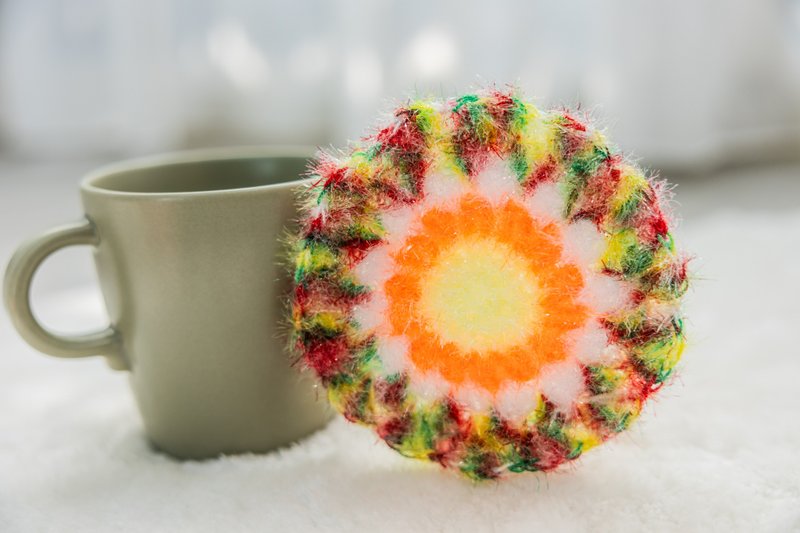 Special color, white, orange hand-woven Korean vegetable melon cloth, antibacterial and deodorant, colorful - Dish Detergent - Polyester Multicolor