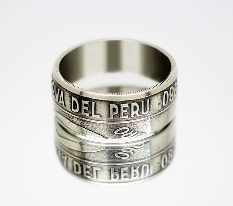 Peru Coin Ring 100 soles 1980-1982 coin rings for men coin rings for women - 戒指 - 其他金屬 