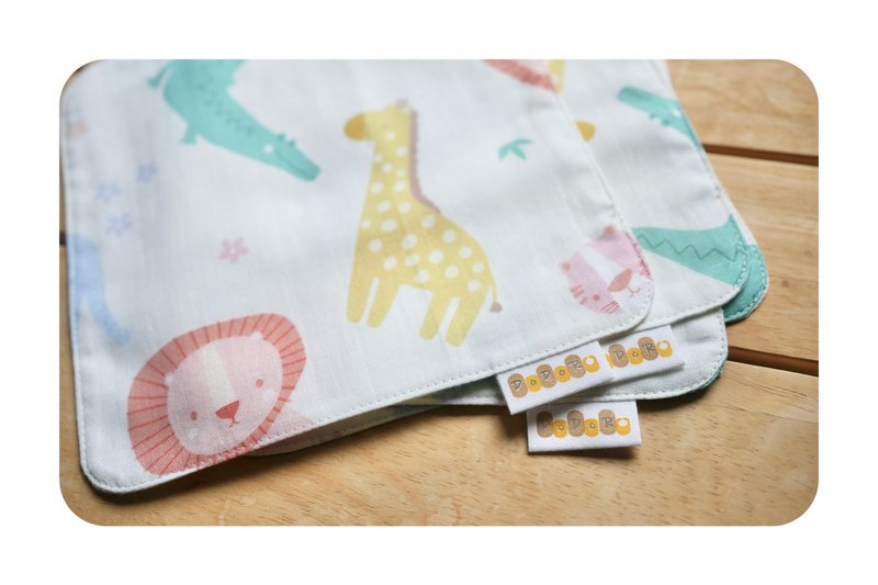 Animal handkerchief/kindergarten handkerchief/hand towel set of four - ผ้ากันเปื้อน - ผ้าฝ้าย/ผ้าลินิน หลากหลายสี