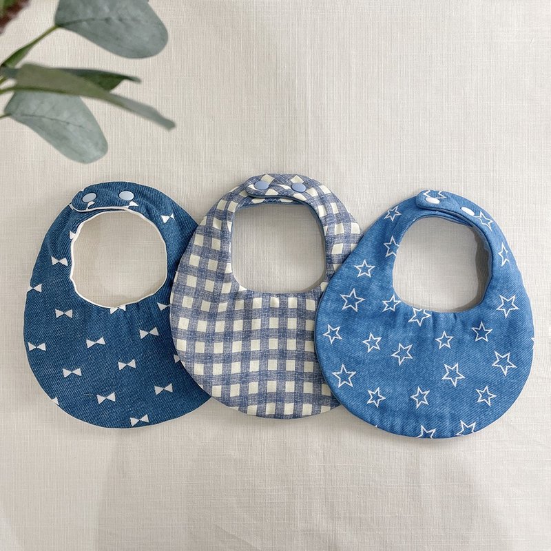 [Ready stock] Eight-ply gauze bib pocket and saliva towel - Bibs - Cotton & Hemp Blue