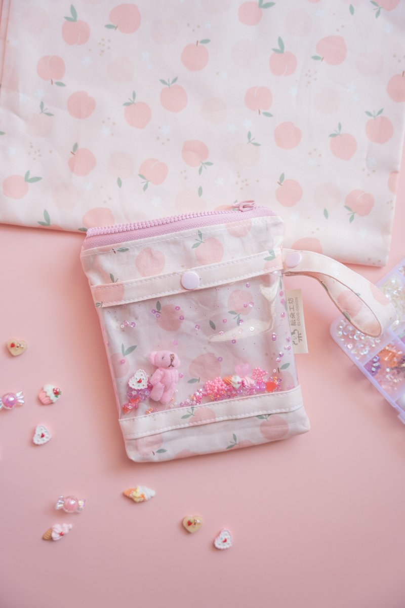 粉紅蜜桃  托藥袋 萬用袋 收納袋 - 化妝包/收納袋 - 棉．麻 粉紅色
