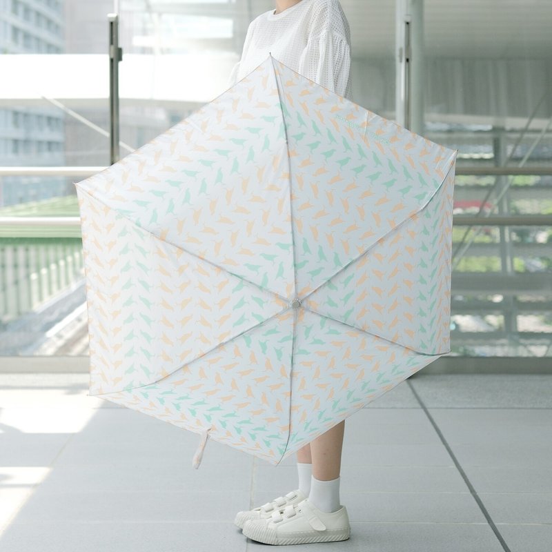 Titanium Light Ultra-Lightweight Automatic Umbrella/Print Music x OMBRA/Taiwan Starling No. 5/Shallow Rice Umbrella - Umbrellas & Rain Gear - Waterproof Material White