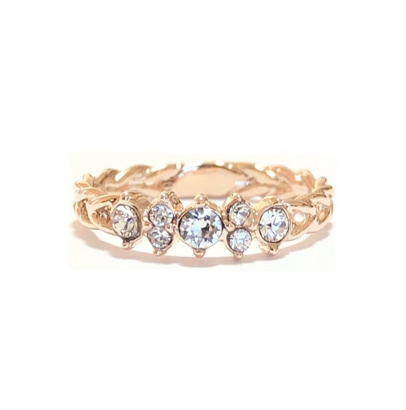 Knit Crystal Ring (ピンキーリング可) - 戒指 - 其他金屬 銀色