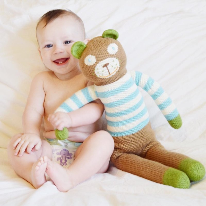 美國 Blabla Kids | 純棉針織娃娃(大隻) - 貝瑞小熊 Berry - 嬰幼兒玩具/毛公仔 - 棉．麻 