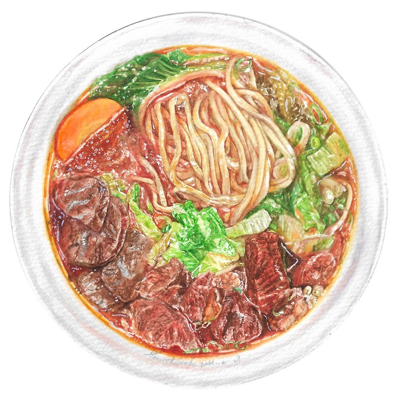 Beef noodle soup－postcard/ food postcard/ food card/ food illustration - Cards & Postcards - Paper Brown
