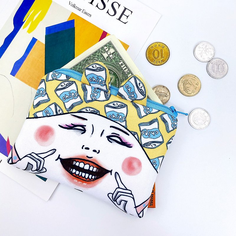 Keep Smiling card holder, coin holder. - ID & Badge Holders - Polyester Yellow