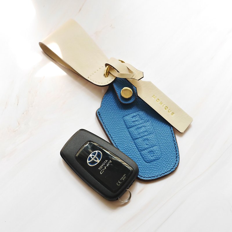 เคสกุญแจรถ Toyota ซองหนังใส่กุญแจรถ หนังวัว Epsom Leather - ที่ห้อยกุญแจ - หนังแท้ สีนำ้ตาล