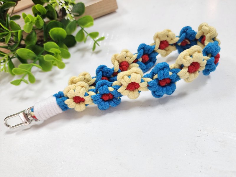 FSH design. Princess color five-petal flower braided wrist phone strap - Lanyards & Straps - Cotton & Hemp Multicolor