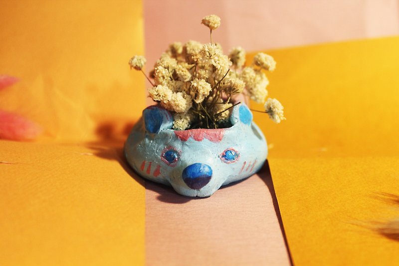 ブルーベリーベア - （花）の小さなドライフラワーポット - 観葉植物 - プラスチック 