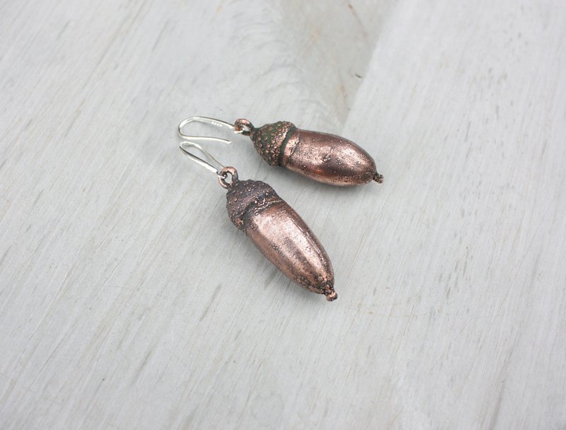 真實橡果銅耳環 - 耳環/耳夾 - 銅/黃銅 