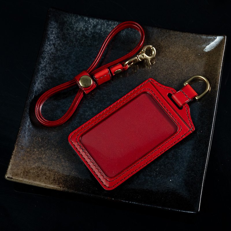紅色 直式證件套 卡套 悠遊卡 識別證 證件卡套 - 證件套/卡套 - 真皮 紅色