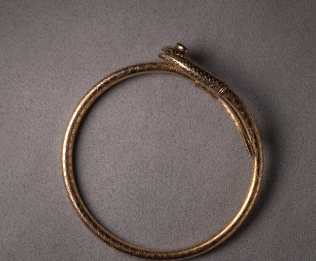 1900年代フランスのアールヌーボーの蛇型ダークブルーガラス石