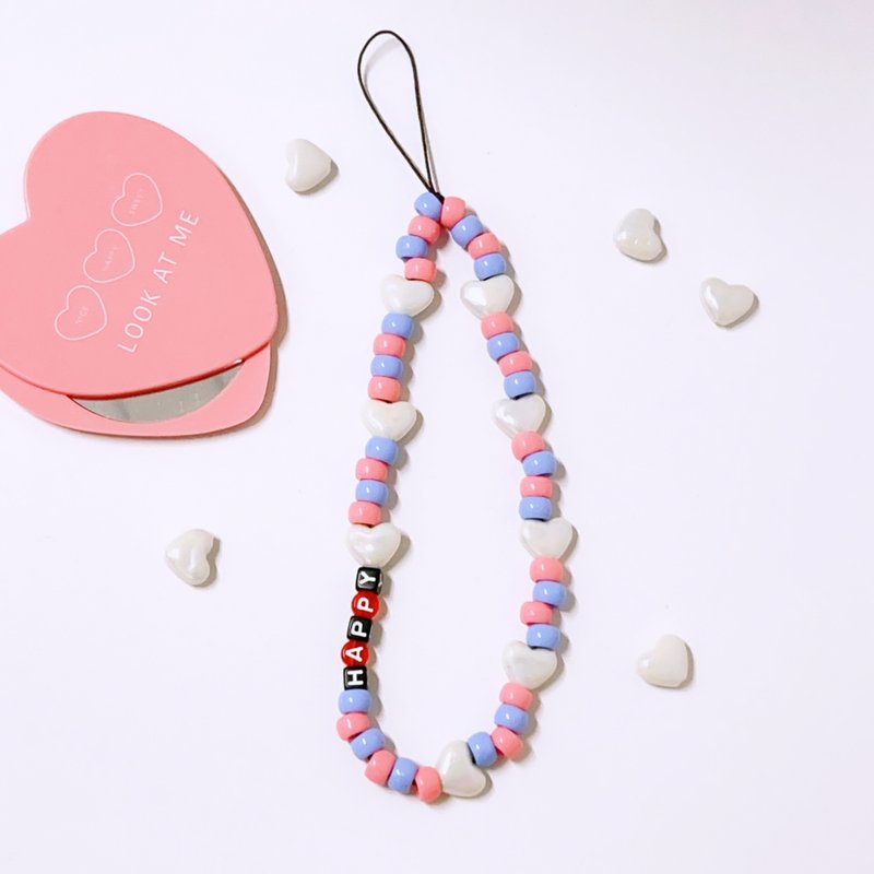 心心相印 手機繩 Phone Strap - 手機掛繩/背帶 - 塑膠 粉紅色
