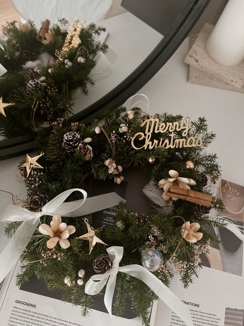 森林感 聖誕花圈 聖誕節禮物 聖誕禮盒 客製化禮物 交換禮物 - 乾燥花/永生花 - 植物．花 綠色
