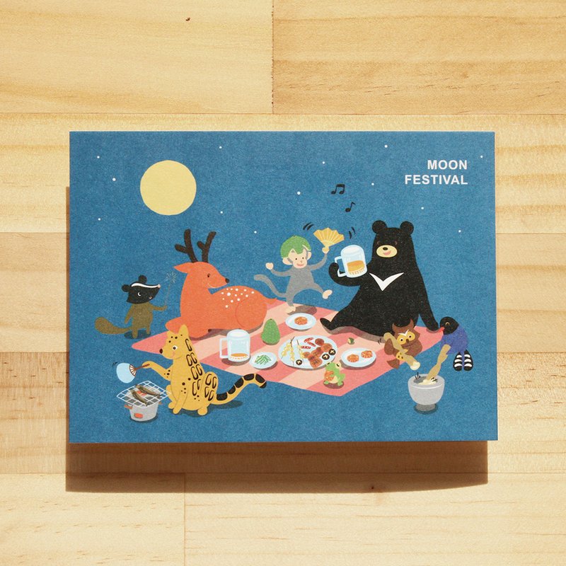 Wensen Festival Postcard-Moon Appreciation and Mid-Autumn Festival - Cards & Postcards - Paper Blue