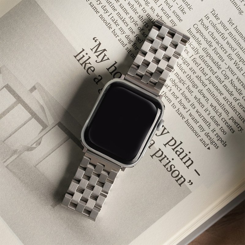 Apple watch - 316L不鏽鋼五排平切面蘋果錶帶 - 錶帶 - 不鏽鋼 黑色