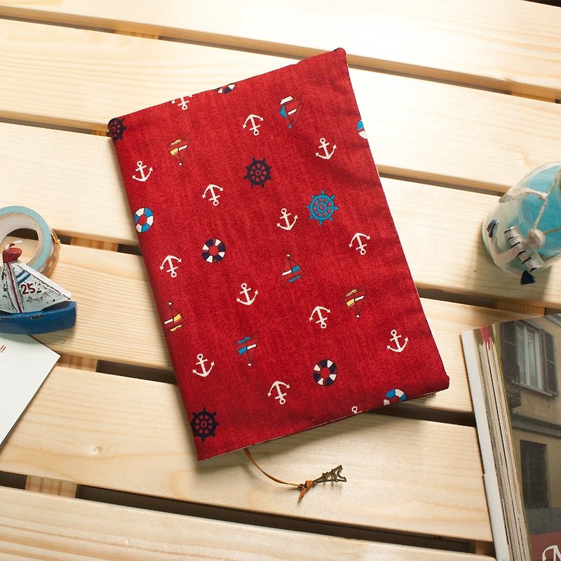 Limited Edition ★ A5 / 25K manual double-sided adjustable cotton clothing book - Nautical diary (red) - สมุดบันทึก/สมุดปฏิทิน - ผ้าฝ้าย/ผ้าลินิน สีแดง