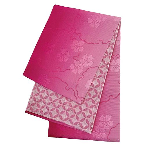 fuukakimono 女性 腰封 和服腰帶 小袋帯 半幅帯 日本製 粉紅 漸層 06