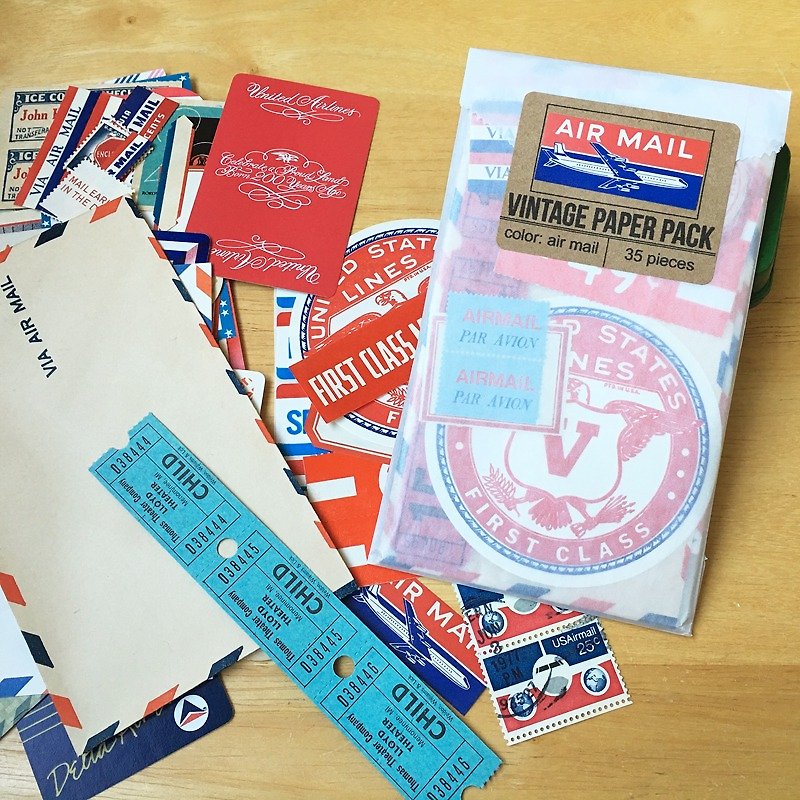 Saturday Morning Vintage / Paper Pack Retro paper sheet package (Air Mail) - อื่นๆ - กระดาษ หลากหลายสี