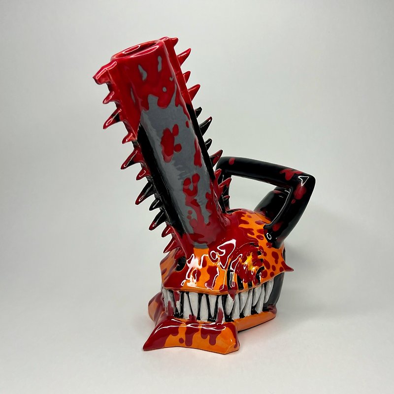 Handmade Ceramic Bong Chainsaw Man - 花瓶/陶器 - 黏土 多色