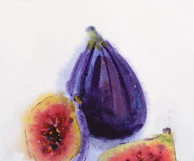 イチジク絵画抽象フルーツオリジナルウォールアート静物画食品