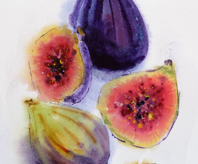 イチジク絵画抽象フルーツオリジナルウォールアート静物画食品