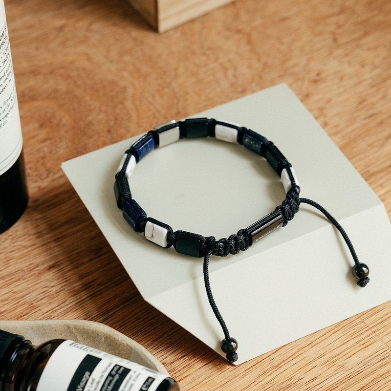 【NOUVELLE】Starry Dance | Lapis Lazuli. White turquoise. black onyx bracelet - Bracelets - Crystal 