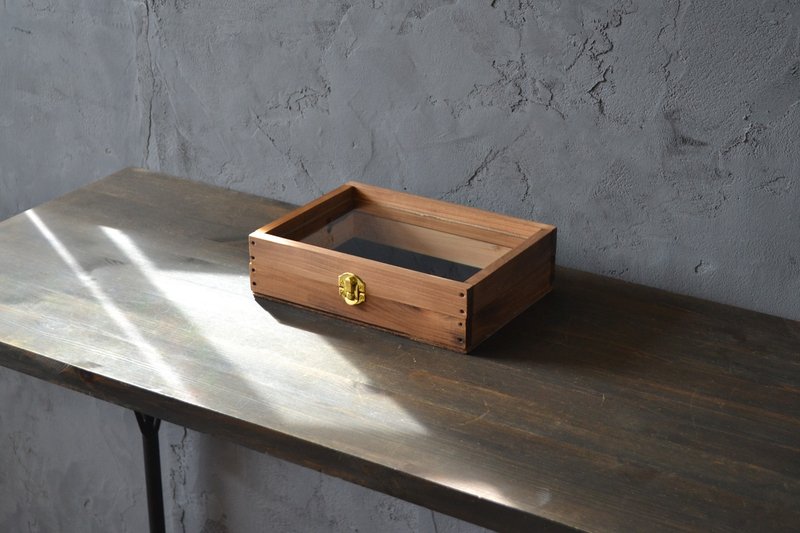 0310mito　日本産ひのきとレトロガラスのコレクションケース　M size/クリアガラス - 居家收納/收納盒/儲物盒 - 玻璃 咖啡色