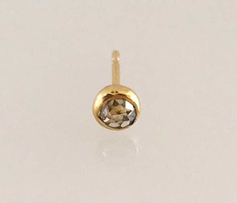 K24 ローズカット天然ダイヤモンド 純金スタッドピアス K24 Pure Gold+Diamond Stud 片耳分 - 耳環/耳夾/耳骨夾 - 其他金屬 