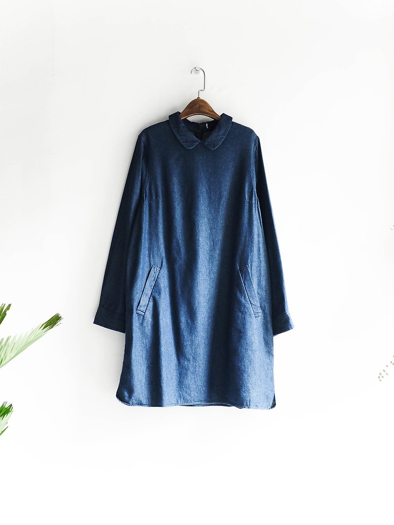 River Hill - Kanagawa sea travel Sentimental indigo denim coveralls harness dress neutral interest overalls oversize vintage Japanese - One Piece Dresses - Cotton & Hemp Blue