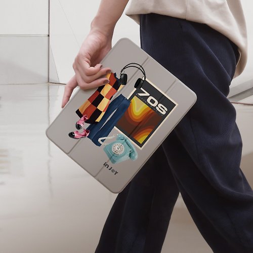 INJOY mall iPad case 12.9/Air5/iPad 9/mini 6 嬉皮70年代附筆槽平板保護套