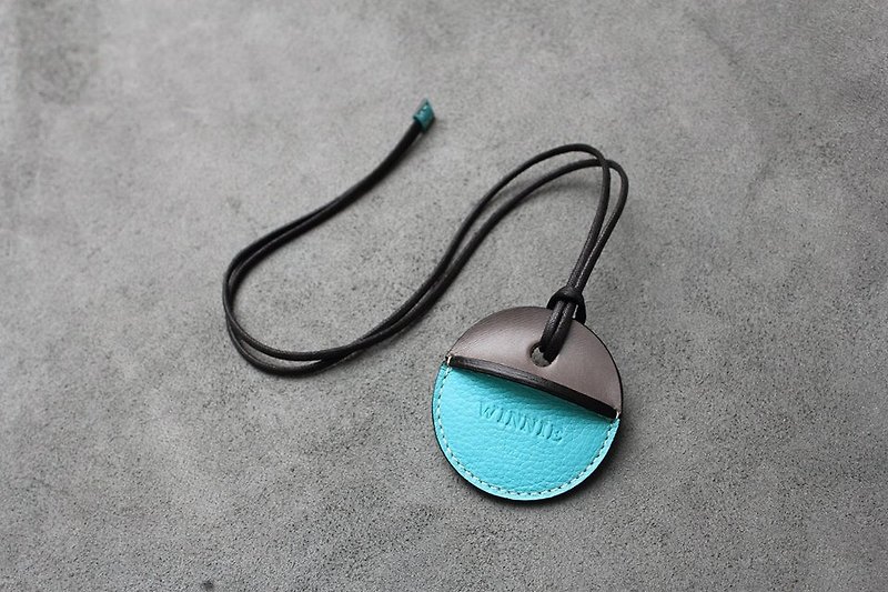 KAKU handmade leather gogoro key case custom gray + blue - ที่ห้อยกุญแจ - หนังแท้ 