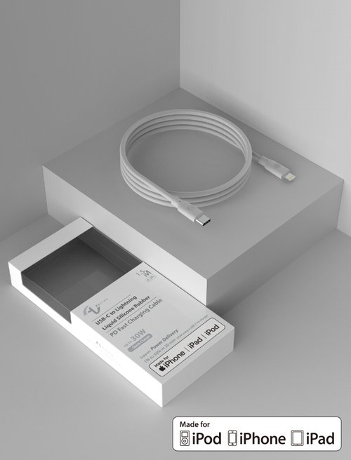 Allite Allite 1.5 M 液態矽膠充電線 /冷霧灰/ (USB-C to Lightning)