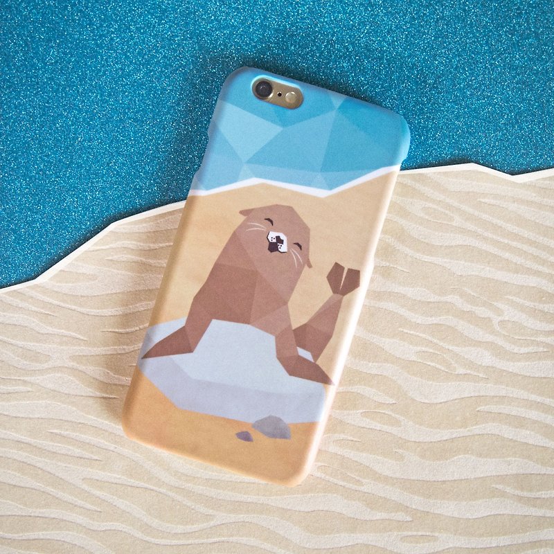 Geometric Sea Lion iPhone case 手機殼 เคสแมวน้ำ - เคส/ซองมือถือ - พลาสติก สีนำ้ตาล