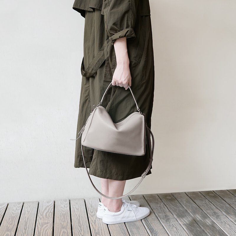 Valley Cube Shoulder Bag-Cumulus Grey - Messenger Bags & Sling Bags - Genuine Leather Gray