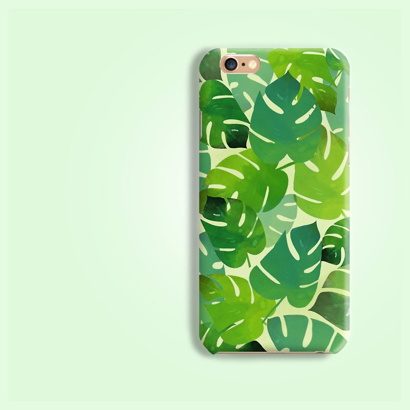 botanic leaf pattern rigid hard Phone Case for iPhone 8 8 plus ip8 ip8+ 7 7plus - เคส/ซองมือถือ - พลาสติก สีเขียว